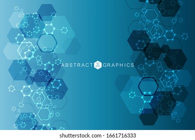 Hexagonal abstract background. Big Data Visualization. Global network connection. Medical, technology, science background. Vector illustration.