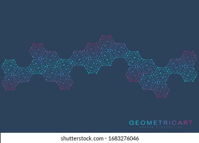 Hexagonal abstract background. Big Data Visualization. Global network connection.