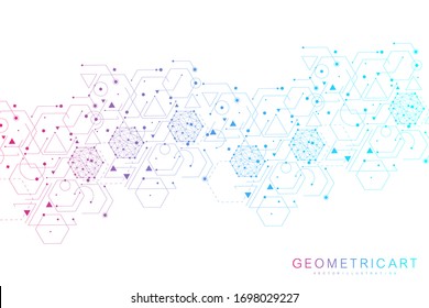 Hexagonal abstract background. Big Data Visualization. Global network connection.