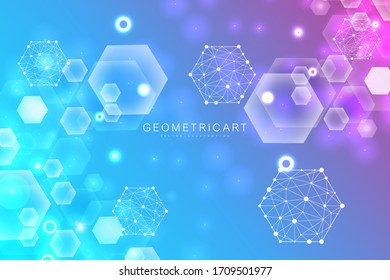 Hexagonal abstract background. Big Data Visualization. Global network connection. Medical, technology, science background. Vector illustration.