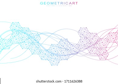 Hexagonal abstract background. Big Data Visualization. Global network connection. Medical, technology, science background. Vector illustration.