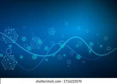Hexagonal abstract background. Big Data Visualization. Global network connection.