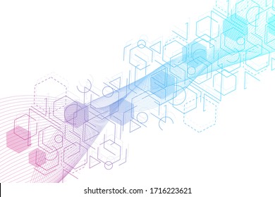 Hexagonal abstract background. Big Data Visualization. Global network connection. Medical, technology, science background. Vector illustration.