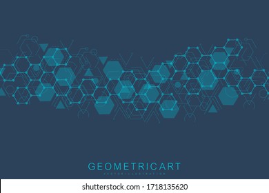 Hexagonal abstract background. Big Data Visualization. Global network connection. Medical, technology, science background. Vector illustration.