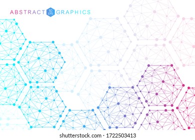 Hexagonal abstract background. Big Data Visualization. Global network connection. Medical, technology, science background. Vector illustration.