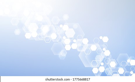 Hexagonal Abstract Background. Big Data Visualization. Global Network Connection. Medical, Technology, Science Background. Vector Illustration.