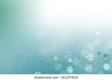 Hexagonal abstract background. Big Data Visualization. Global network connection. Medical, technology, science background. Vector illustration.