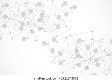 Hexagonal abstract background. Big Data Visualization. Global network connection. Medical, technology, science background. Vector illustration.