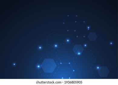 Hexagonal abstract background. Big Data Visualization. Global network connection. Medical, technology, science background. Vector illustration.