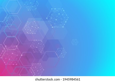 Hexagonal abstract background. Big Data Visualization. Global network connection. Medical, technology, science background. Vector illustration.