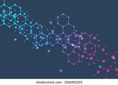 Hexagonal abstract background. Big Data Visualization. Global network connection. Medical, technology, science background. Vector illustration.