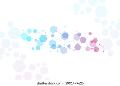 Hexagonal abstract background. Big Data Visualization. Global network connection. Medical, technology, science background. Vector illustration.