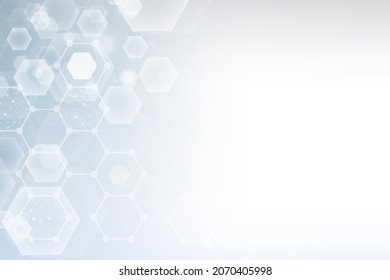 Hexagonal abstract background. Big Data Visualization. Global network connection. Medical, technology, science background. Vector illustration.