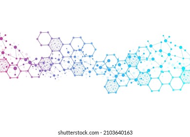 Hexagonal abstract background. Big Data Visualization. Global network connection. Medical, technology, science background. Vector illustration.