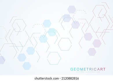 Hexagonal abstract background. Big Data Visualization. Global network connection. Medical, technology, science background. Vector illustration