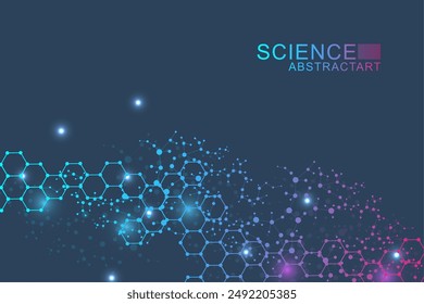 Hexagonal abstract background. Big Data Visualization. Global network connection. Medical, technology, science background. Vector illustration.