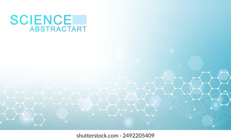 Hexagonal abstract background. Big Data Visualization. Global network connection. Medical, technology, science background. Vector illustration.