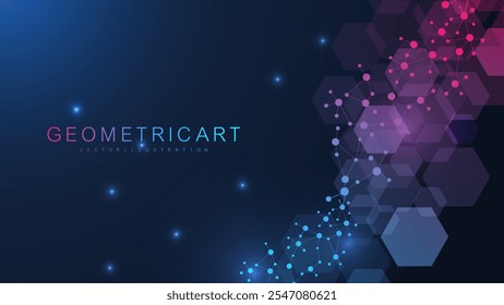 Hexagonal abstract background. Big Data Visualization. Global network connection. Medical, technology, science background. Vector illustration.