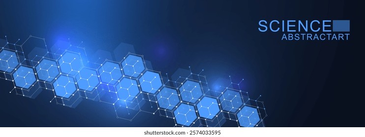Hexagonal abstract background. Big Data Visualization. Global network connection. Medical, technology, science background. Vector illustration.