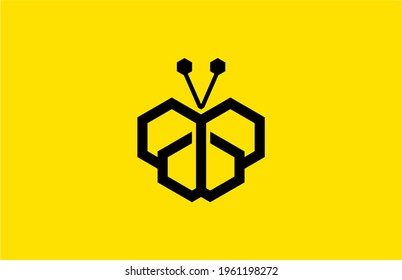 HEXAGONAL ABSTRACT BEE LOGO DESIGN