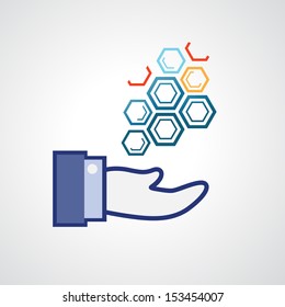 hexagonal abstract icons,business concepts  in hand vector