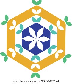 Hexagonal abstract illustration flower design 