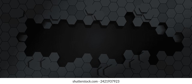 Hexagonal abstract metal background with light