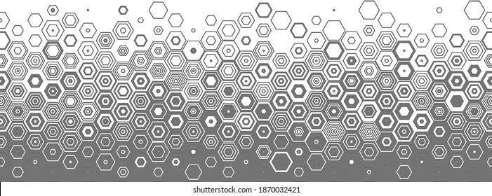 Hexagonal Abstract Seamless Background. Vector Geometric Background With Fade Linear Hexagons