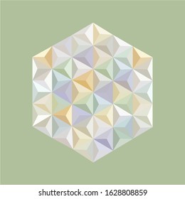 Hexagonal abstract shape, paper origami