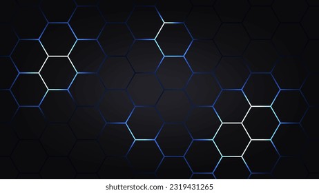 Hexagonal abstract technology background. electric glow hexagonal background. vector illustration.