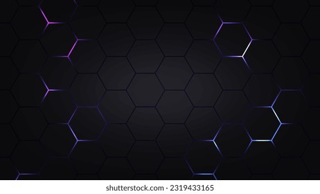 Hexagonal abstract technology background. electric glow hexagonal background. vector illustration.