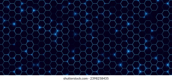 Hexagonal Abstract Technology Background. Hexagons Pattern for Hi-Tech Communication Design. Hi-tech Cyber Hexagon Sci-Fi Game Banner Grid. Vector Illustration