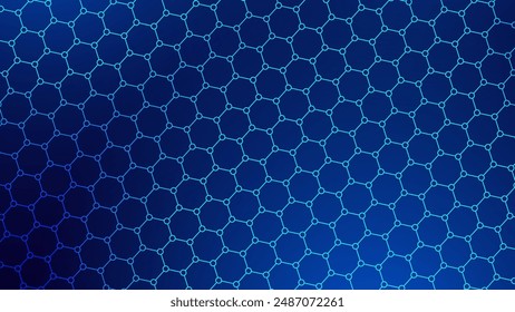 Hexagonal Abstract Technology Background. Hexagons Pattern Nanomaterial Structure. Hi-tech Cyber Hexagon Sci-Fi Game Banner Grid. Vector Illustration