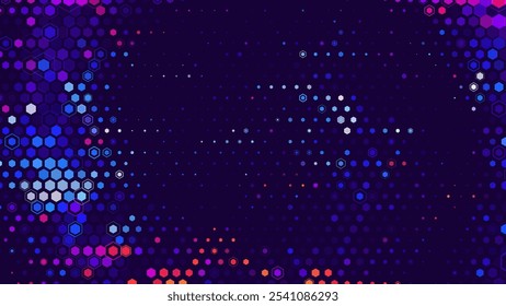 Hexagonal Abstract Technology Background. Hexagons Pattern for Hi-Tech Communication Design. Hi-tech Cyber Hexagon Sci-Fi Game Banner Grid. Vector Illustration