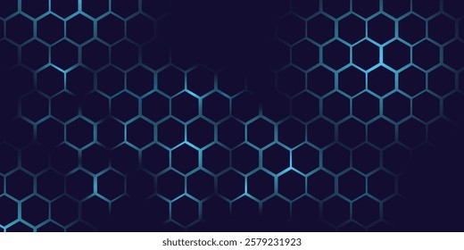 Hexagonal Abstract Technology Background. Hexagons Pattern for Hi-Tech Communication Design. Hi-tech Cyber Hexagon Sci-Fi Game Banner Grid. Vector Illustration
