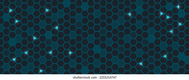 Abstrakte sechseckige Technologie mit glänzendem Hintergrund, Vektorgrafik Shi fi Futuristische Bannerabdeckung oder Vorlage für Design