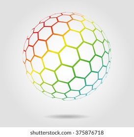 Hexagonal abstract vector background. 3d sphere. Nano structure