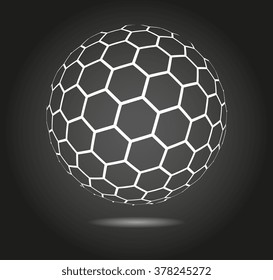 Hexagonal abstract vector background. 3d sphere. Nano structure