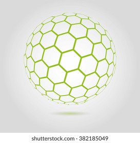 Hexagonal abstract vector background. 3d sphere. Nano structure