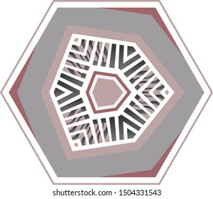 Hexagonal architectural multi-colored volumetric geometric pattern in the form of a kaleidoscope.