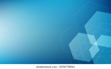 Hexagonal arrangement in a captivating cyan gradient backdrop, ideal for conveying concepts such as connectivity, innovation, technology and contemporary design