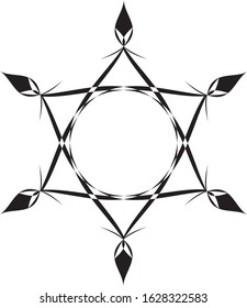 hexagonal array of organic lines representing flowers