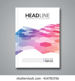 Hexagonal bacgkeound business flyer brochure template. Colorful hexagons.