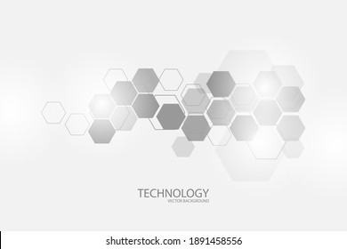 Hexagonal background for digital technology, medicine, science, research and healthcare. Hi-tech background design. The concept of chemical engineering, genetic research, innovative technologies.