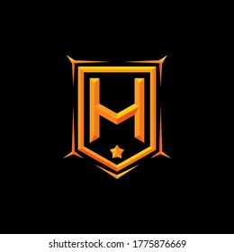 Marca hexagonal y letra H con efecto 3d. Inicial, logotipo y/o identidad. Adecuado para juegos, deportes, militares o pasatiempos.