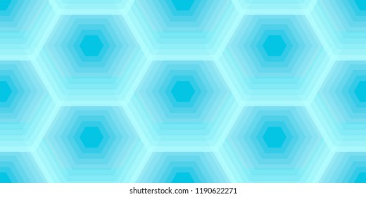 Hexagonal bee honeycomb of blue color, vector seamless pattern.