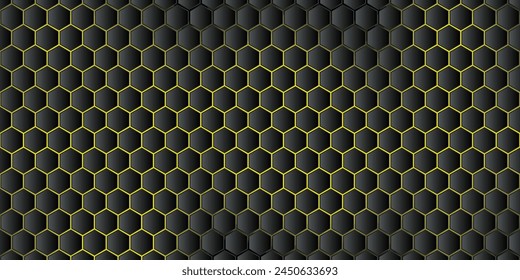 Sechseckiger schwarzer Hintergrund mit gelbem Licht