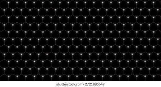 Fondo de panal de color negro hexagonal. con fondo de ilustración de luz de color blanco.

