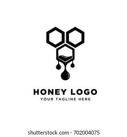 hexagonal black white drop honey