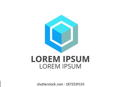 hexagonal box or cube logo design geometry line silhouette template in creative shape isolate vector illustration use for any modern business. technology icon application or website.